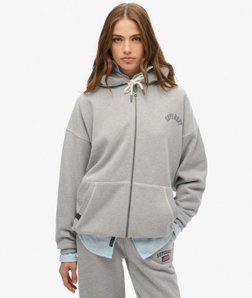 Superdry Women's Athletic Essential Oversized Zip Hoodie Grey Size: 10