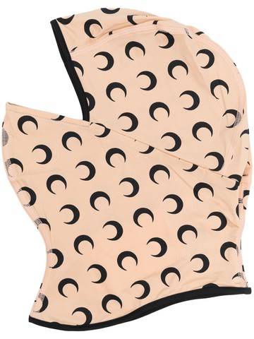 Marine Serre - Crescent Moon-print balaclava - unisex - Recycled Elastane/Recycled Polyamide - S - Neutrals