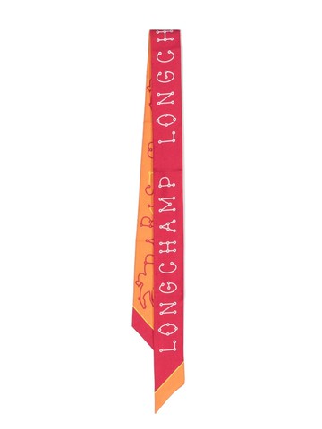 Longchamp - logo-print organic silk headband - women - Organic Silk - One Size - Pink