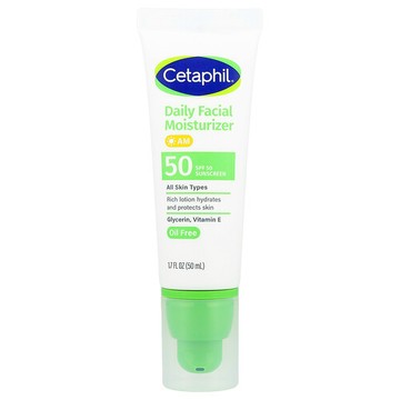 Cetaphil, 日常面部保濕霜，抗曬，SPF 50，無香，1.7 液量盎司（50 毫升）