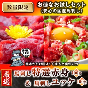 馬刺し 馬肉 国産 熊本 ＜ 特選赤身 ＆ ユッケ ＞ 2人前 200g 熊本発送  