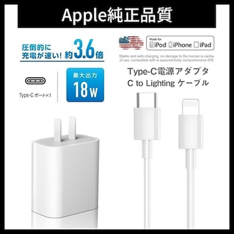 Apple純正品質TypeC-Lightningケーブル 電源アダプター 長さ2m/1m 超急速充電 通販 LINEポイント最大1.0%GET |  LINEショッピング