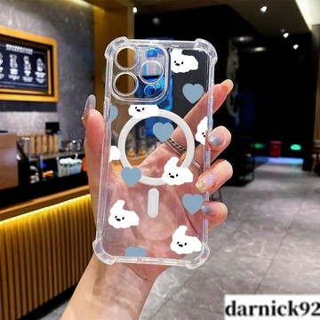 小狗愛心磁吸充電四角氣墊超級防摔i16PROMAX 蘋果iPhone15 14 13 12 11保護殼