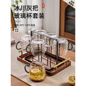 玻璃杯待客家用耐高溫喝水杯子套裝客廳高顏值茶水杯帶把手泡茶杯
