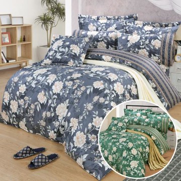 【FITNESS】精梳棉雙人四件式被套床包組-花語情嵐 (2色任選)