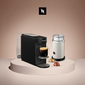 【Nespresso】臻選厚萃 Vertuo UP 全自動膠囊咖啡機 醇萃黑 + 白色奶泡機組合 (贈咖啡組+膠囊折扣金)