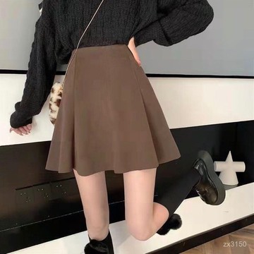 CC#2025新款秋冬新款毛呢短裙半身裙傘裙女高腰顯瘦學院風百褶裙防走光a字裙