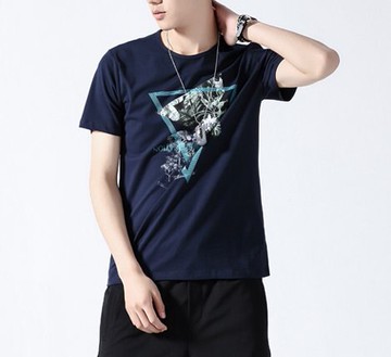 FINDSENSE H1 2018 夏季 新款 文藝 創意 樹葉印花 男 純棉T恤 短袖 時尚潮牌 潮男上衣