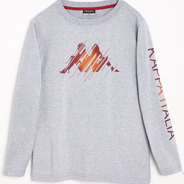 KAPPA義大利小朋友吸濕排汗速乾BEST DRY彩色長袖衫 中灰麻花 大紅 GA66-A404-7