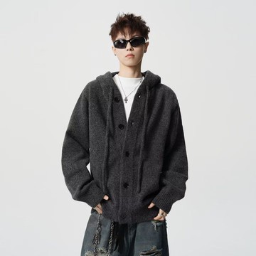 秋冬季百搭小外套休閒加厚毛衣外套男粗毛線寬鬆上衣男