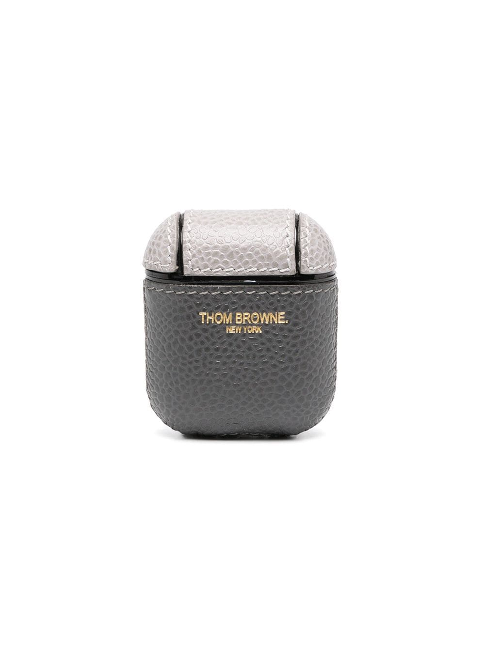 Thom Browne - fun-mix AirPods case - men - Calf Leather - One Size - Grey