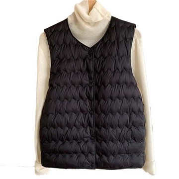 【米蘭精品】現貨+預購 頂級真羽絨背心90%鴨絨羽絨衣秋冬外套保暖上衣大碼休閒女裝-波浪款女外套3色74mr8
