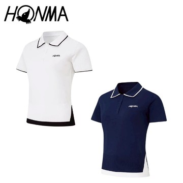 HONMA 本間高爾夫 女款短袖撞色polo衫 2026春夏新款 日本高爾夫品牌(XS-L白/藏青HWMC707R537)