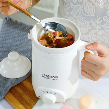 110v小功率便攜式智慧靜音養生壺電加熱陶瓷燉盅宿舍杯美國台灣 幸福驛站
