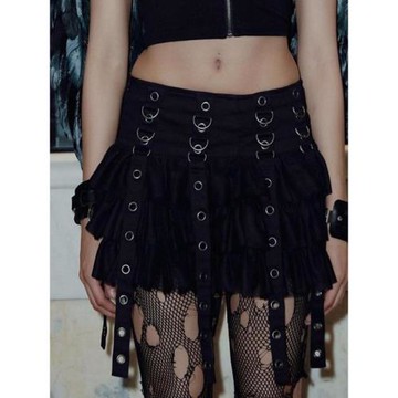 wannathis 哥特朋克網紗蛋糕裙女亞比風亞文化半身裙辣妹黑色短裙