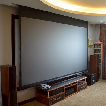 【全網低價 可打統編】嵌入式隱藏天花幕布超短焦投影電動升降黑柵抗光菲涅爾100/120寸