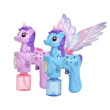 藍色 【888ezgo】新式連續不間斷獨角獸造型電動泡泡槍(LED燈/多泡泡量/防逆流設計/適合小小孩)(MY2972)