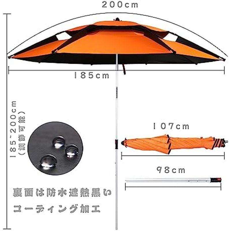 パラソル 釣り傘 ビーチパラソル 角度調節 収納バッグ付き UVカット チルト機能付 折り畳み式 フィッシングパラソル ガーデンパラソル ビ