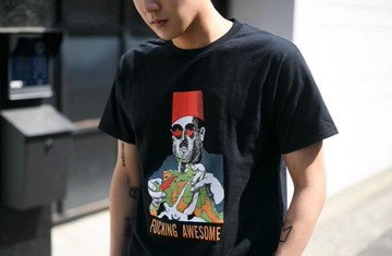 FINDSENSE MD 日系 時尚 潮 男 休閒 搞怪特色卡通圖案印花 短袖T恤 特色短T