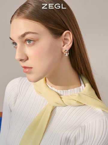 ZEGL金屬耳環女小眾設計感高級耳釘韓系不對稱925銀針秋冬耳飾品