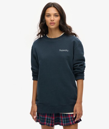 Superdry Women's Oversized Core Logo City Loose Crew Sweatshirt Blue Size: XL