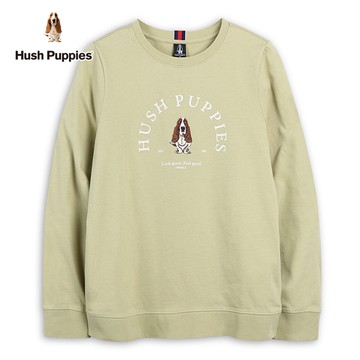 Hush Puppies T恤 女裝素色簡約造型英文刺繡狗長袖T恤