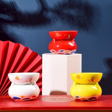 琺瑯彩白瓷茶漏泡茶過濾器功夫茶具配件陶瓷茶托錦花茶濾茶道配件