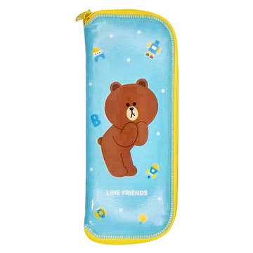 LINE FRIENDS 多用途餐具袋 棕色熊圖案  熊 藍色 + 黃色  1組
