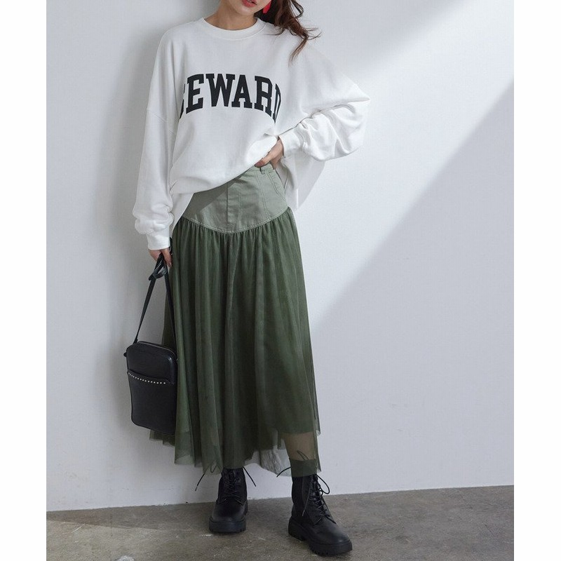 ビス すっきり見えチュールドッキングスカート レディース カーキ S Vis 通販 Lineポイント最大1 0 Get Lineショッピング