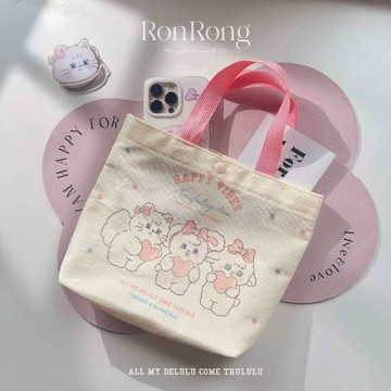 Twinko💗[BA108]兔茸茸大學城*帆布便當袋/餐袋/便當袋/餐飲袋/外出包/小提袋/小包包/手提袋/托特包