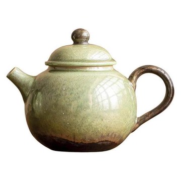窯變陶瓷茶壺碧綠星空文圓壺泡茶家用功夫茶具小號泡茶器過濾單壺