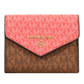 MICHAEL KORS Jet Set Charm 印花三折零錢短夾.粉咖