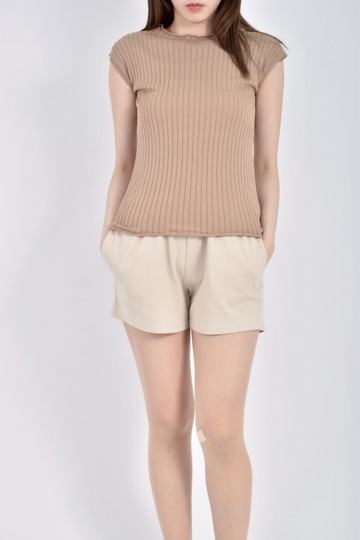 加購優惠(S) coen質感針織無袖捲邊棕色上衣