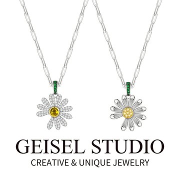 【GEISEL】GD同款雛菊項鍊 韓款男女生項鍊 韓系流行項鍊 滿鑽項鍊 不鏽鋼項鍊(B-099)