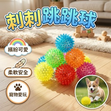 【台灣出貨】刺刺跳跳球｜寵物彈力玩具球｜刺球按摩球｜發聲寵物玩具｜彈力刺球｜狗狗互動球｜耐咬跳跳球玩具