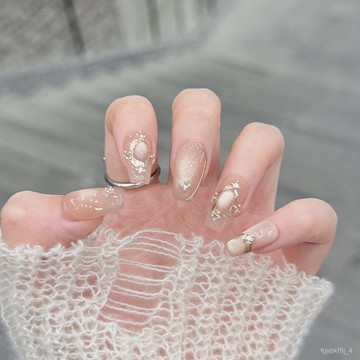 🎀純手工穿戴甲🎀會有貓 銀石爍爍 布契拉提溫柔爆閃貓眼氣質禦姐手工穿戴甲新年美甲貼片高級感穿戴甲顯白美甲片 9ZY8