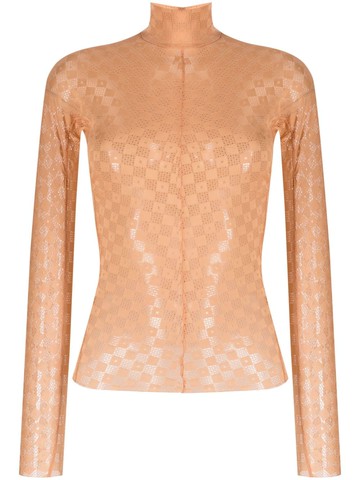 Forte Forte - lace-detail long-sleeved top - women - Polyamide/Spandex/Elastane - III - Neutrals
