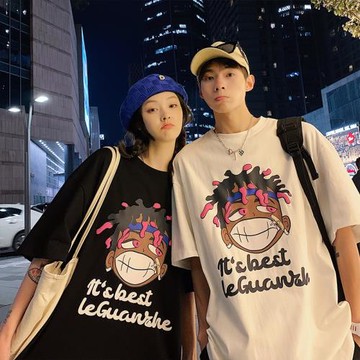 重磅短袖t恤男2023夏季新款薄款潮流半袖體恤寬松透氣情侶裝上衣