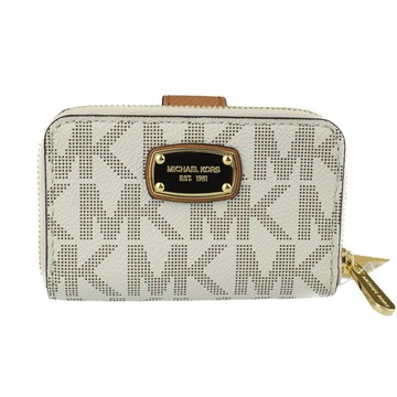 MICHAEL KORS - 滿版LOGO皮革中夾 (香草白)