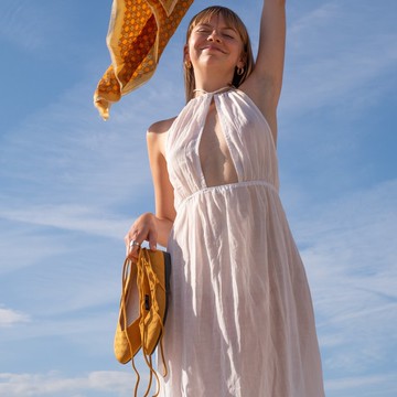 沙丘平底鞋 芥黃色山形紋 | inooknit 專為亞洲女生設計的針織鞋
