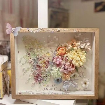 桃園出貨✨【手工禮物】diy手工創意水晶永生花蝴蝶相框擺件禮物車載材料