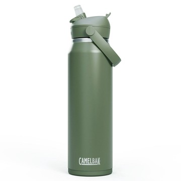 【墾趣】CAMELBAK 1000ml Flip Straw不鏽鋼多水吸管保溫瓶(保冰) 青苔綠