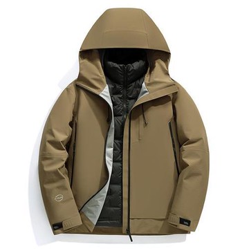 【米蘭精品】現貨+預購 頂級真羽絨外套90%鴨絨羽絨衣秋冬外套上衣大碼休閒男裝-三合一可拆卸衝鋒3色74mt35