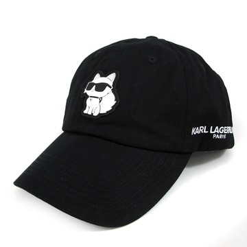 KARL LAGERFELD 立體貓咪圖騰黑色棒球帽