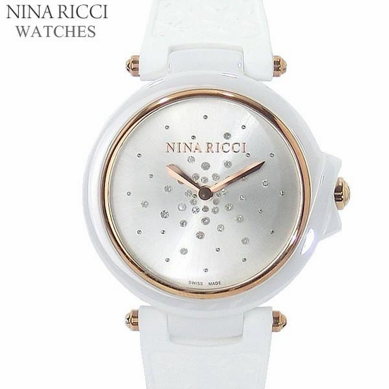 ニナリッチ NINA RICCI 腕時計 レディース N068003 ホワイト/ローズゴールド セラミック＆ラバーベルト スイス製 |  LINEショッピング