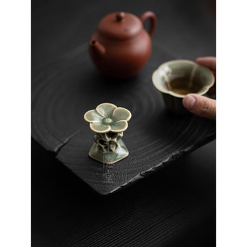 圭隱堂越窯青瓷手工創意茶壺蓋置蓋托家用復古功夫茶道零配擺件