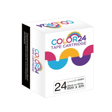 Color24 for EPSON LC-6WBN / LK-6WBN 白底黑字 相容標籤帶 (寬度24mm)