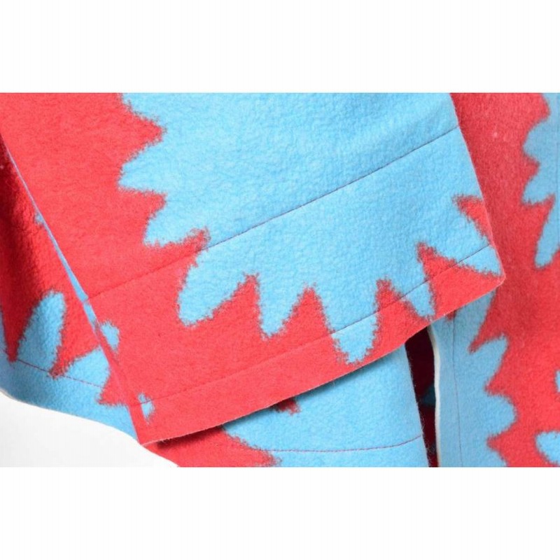 美品 COMME des GARCONS ジャガード 二次元コート S ブルー  