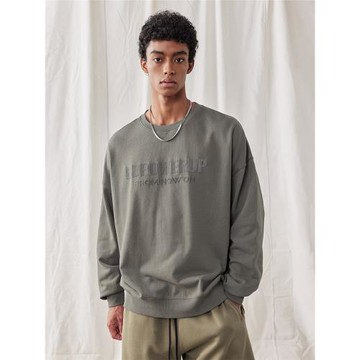 BD健美站純棉圓領衛衣男重磅套頭上衣簡約植絨印花運動衛衣男寬松