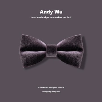 AndyWu天鵝絨絲絨暗夜紫色領結男士新郎結婚婚禮蝴蝶結煲呔伴郎團